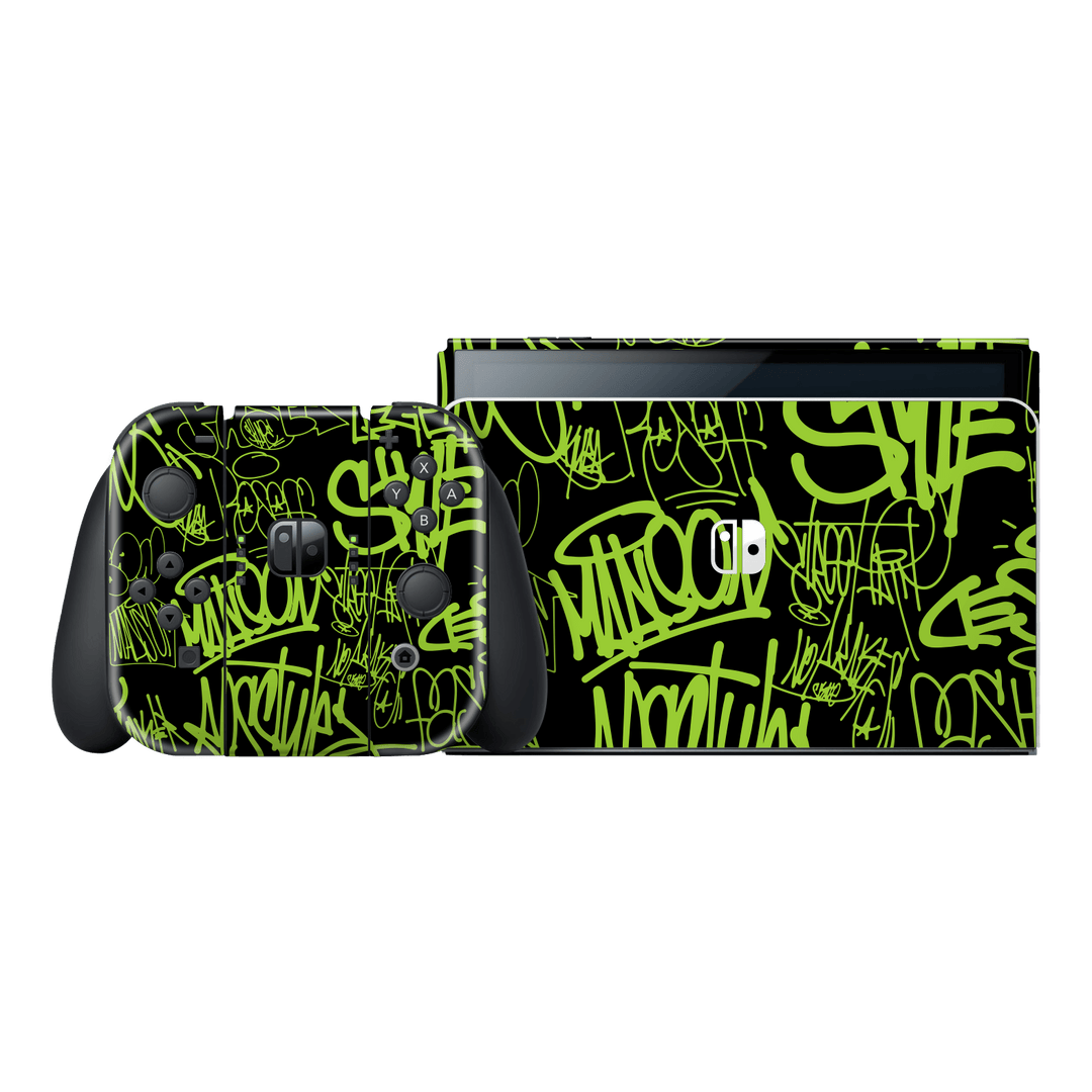 Nintendo Switch OLED Print Printed Custom Signature Urban Underground Wall in Green Skin Wrap Sticker Decal Cover Protector by EasySkinz | EasySkinz.com