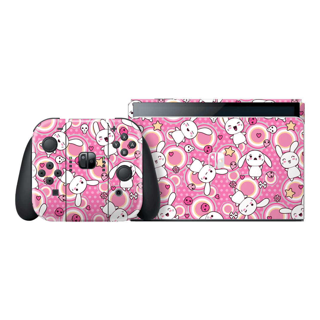 Nintendo Switch OLED Print Printed Custom Signature Kawaii Rabbits and Skulls Skin Wrap Sticker Decal Cover Protector by EasySkinz | EasySkinz.com