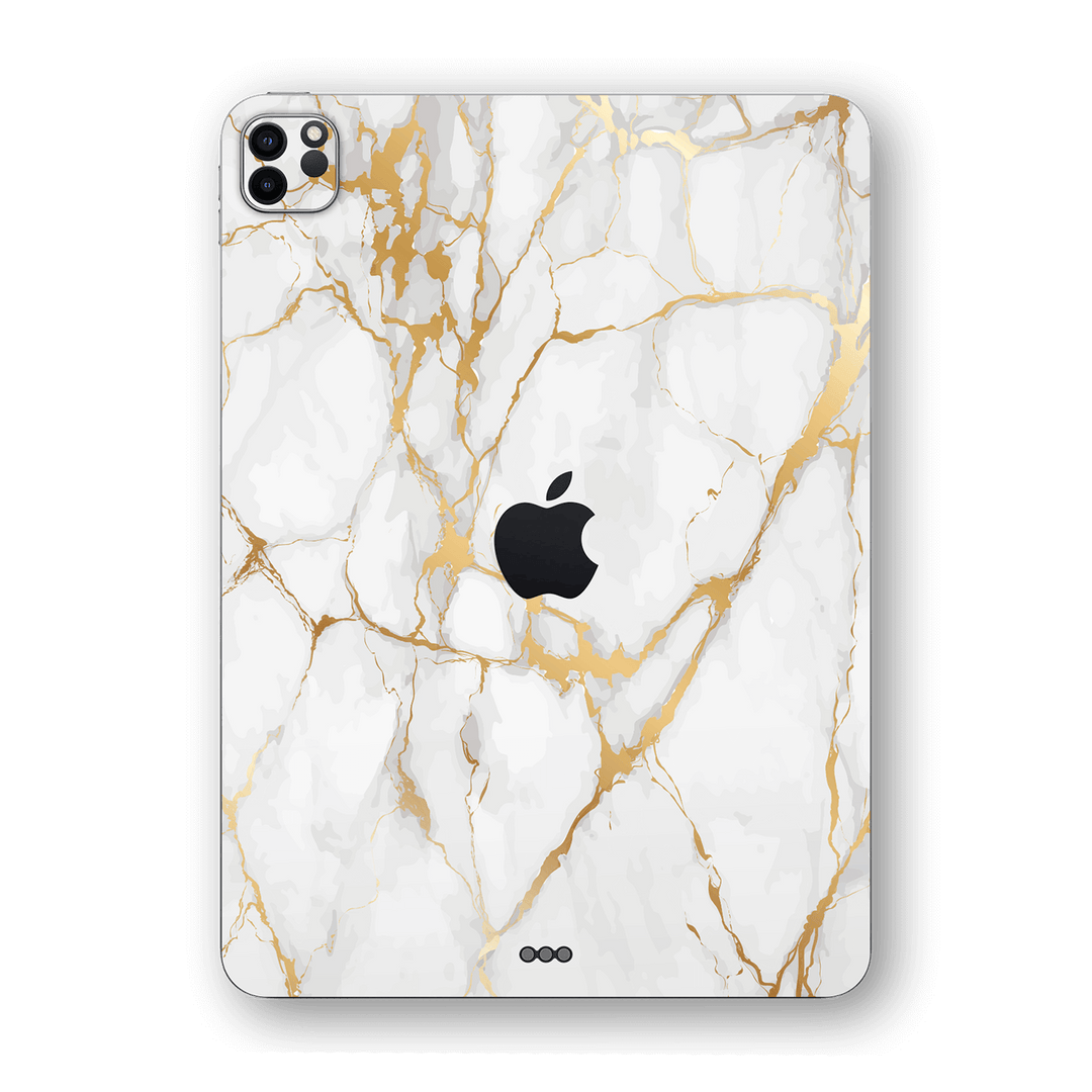 iPad PRO 12.9" (2020) Print Custom Signature Marble White Gold Skin Wrap Decal by EasySkinz | EasySkinz.com
