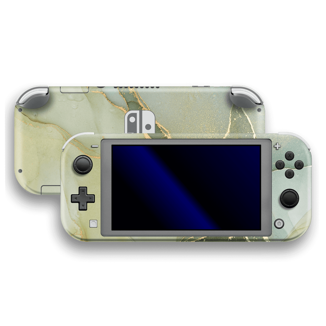 Nintendo Switch LITE SIGNATURE AGATE GEODE Green-Gold Skin Wrap Sticker Decal Cover Protector by EasySkinz