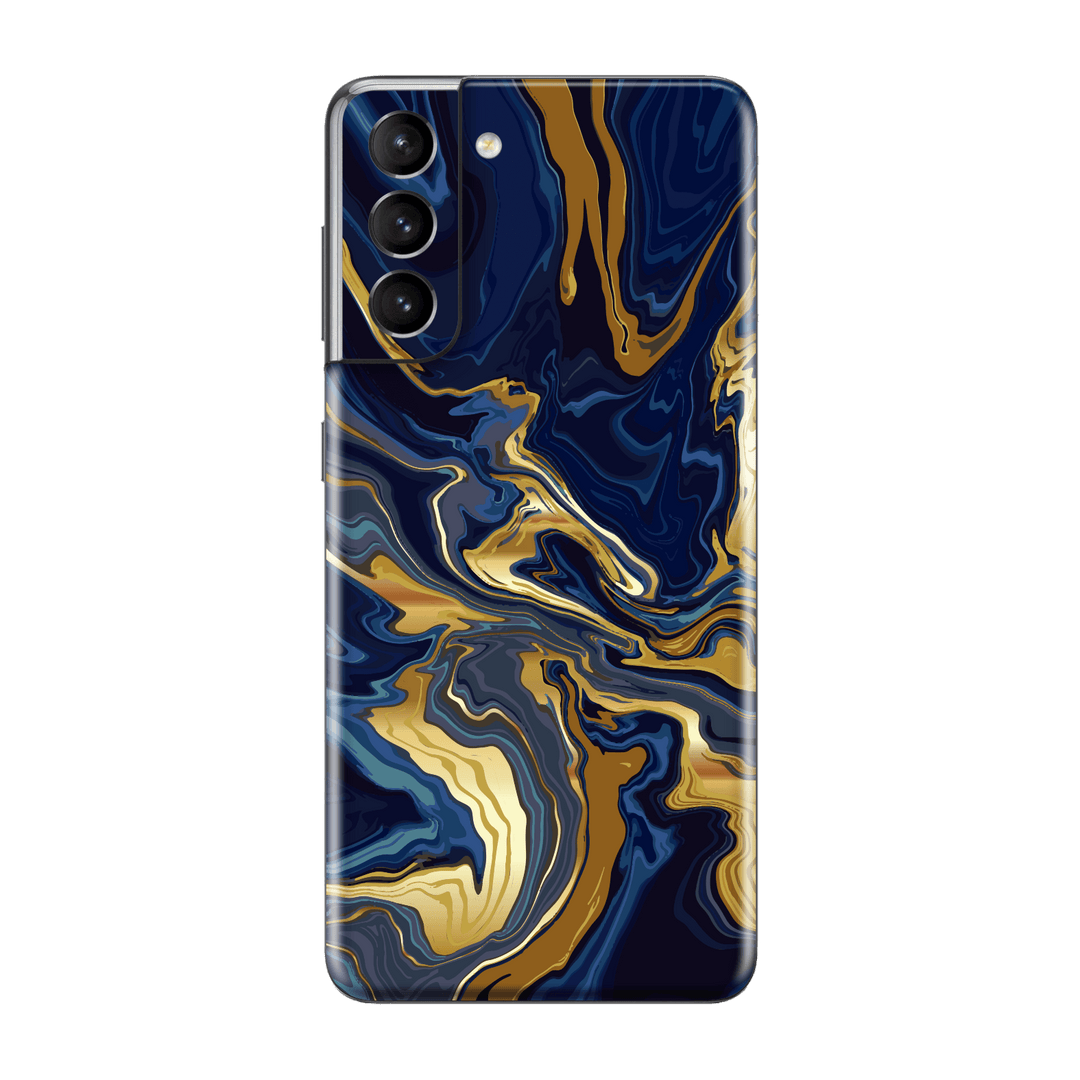 Samsung Galaxy S21 Print Printed Custom Signature Ocean Blue & Gold Luxury Skin, Wrap, Decal, Protector, Cover by EasySkinz | EasySkinz.com