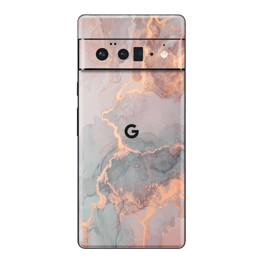 Google Pixel 6 Pro Print Printed Custom Signature Agate Geode Pastel Peach Skin Wrap Sticker Decal Cover Protector by EasySkinz | EasySkinz.com
