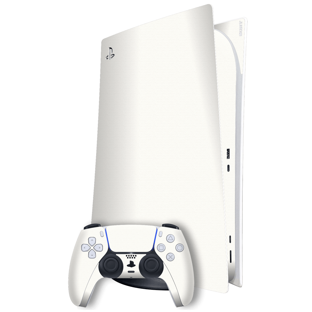 Playstation 5 (PS5) DIGITAL EDITION Luxuria Daisy White Matt 3D Textured Skin Wrap Sticker Decal Cover Protector by EasySkinz | EasySkinz.com