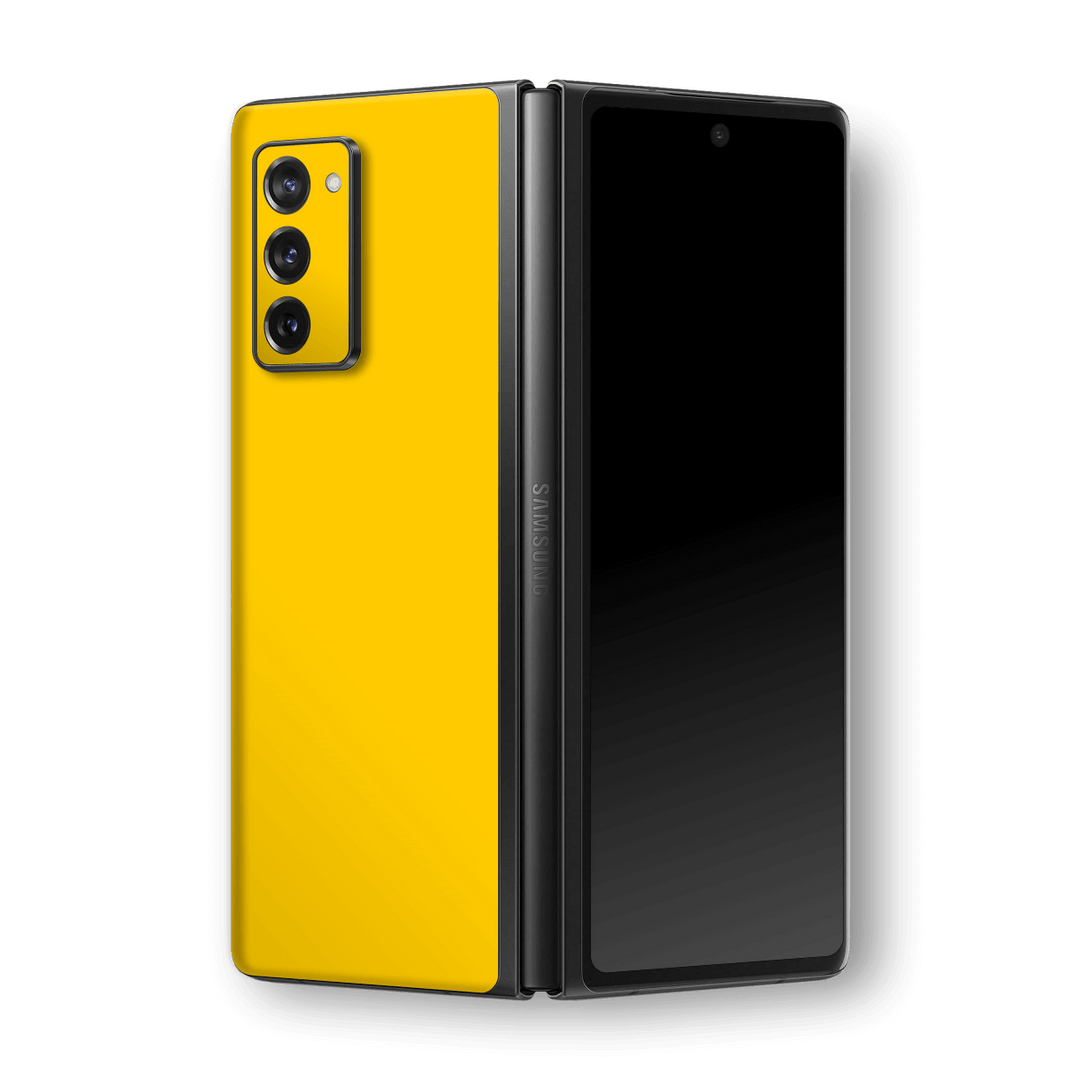Samsung Galaxy Z Fold 2 Golden Yellow Glossy Gloss Finish Skin Wrap Sticker Decal Cover Protector by EasySkinz