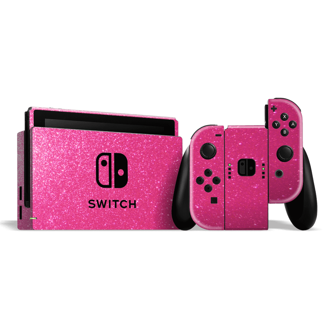 Nintendo SWITCH Diamond Candy Magenta Glitter Shimmering Skin Wrap Sticker Decal Cover Protector by EasySkinz