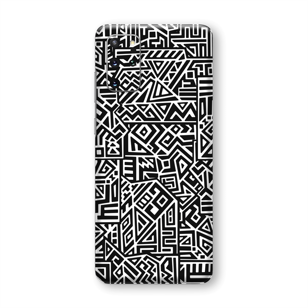 Samsung Galaxy S20+ PLUS Print Printed Custom SIGNATURE Black and White Geometric Tribal Secret Camouflage Skin Wrap Sticker Decal Cover Protector by EasySkinz